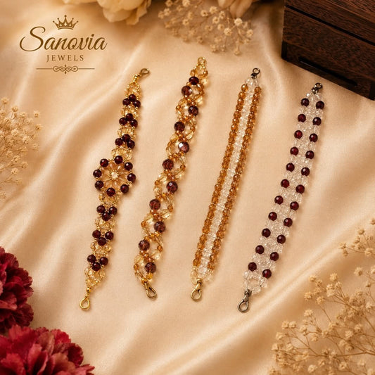 Handmade Crystal Beaded Bracelet | Customizable Colors | Lightweight & Elegant | Sanovia Jewels