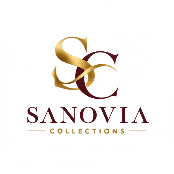 Sanovia Collections Logo - Gold & Deep Maroon